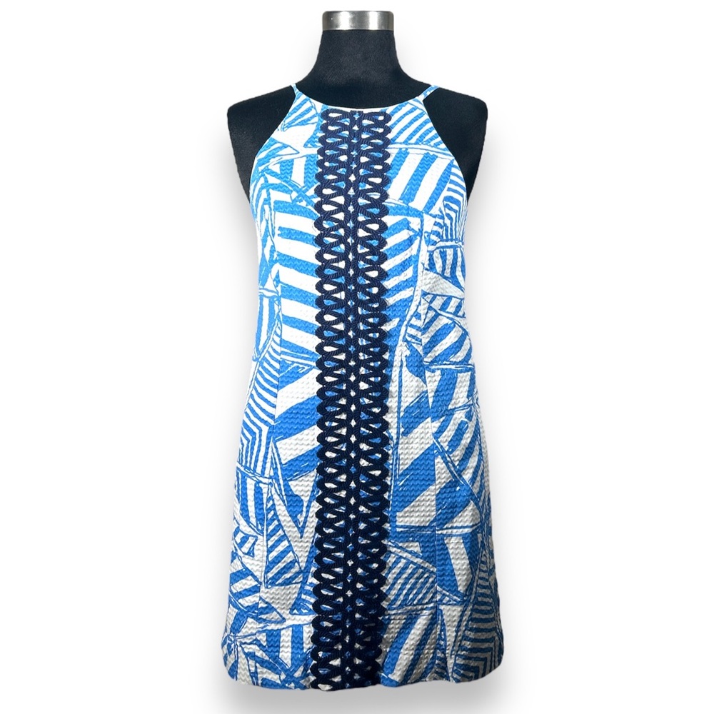 Lilly Pulitzer Annabelle Shift Dress Bay Blue Yacht Rope Sleeveless Mini Size 0